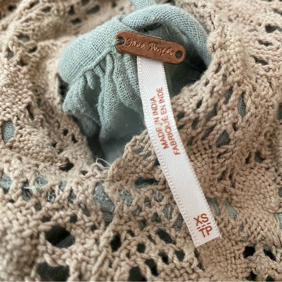 Free People Seafoam Green Blue Crochet Trapeze Asymetrical Mini Dress XS - Picture 3 of 13